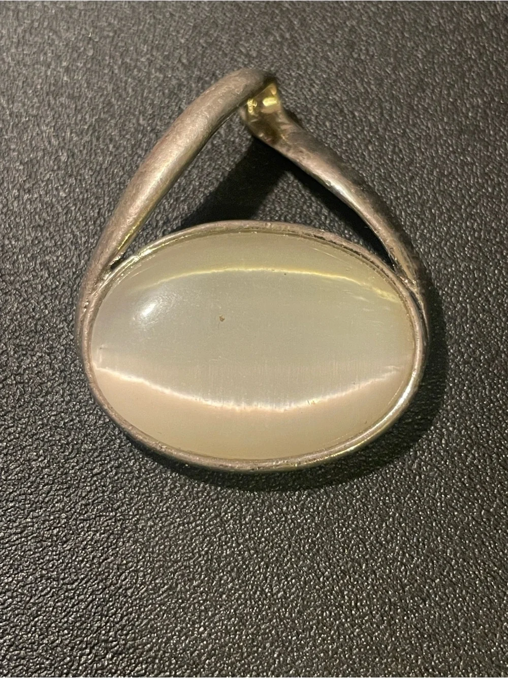 Vintage Oval Cat's Eye Cabochon Silver-Tone Pendant